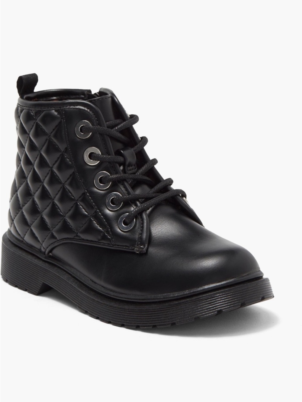 Steve Madden Kids Quilted Lace-Up Ankle Boots - Black